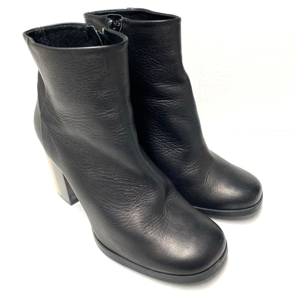 Miista Ali Black Ankle Boot Leather Wood Clear Block Heel Lucite Round T… - Picture 2 of 10